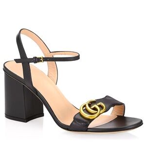 Authentic Gucci Marmont Leather GG Block Heel Sandal